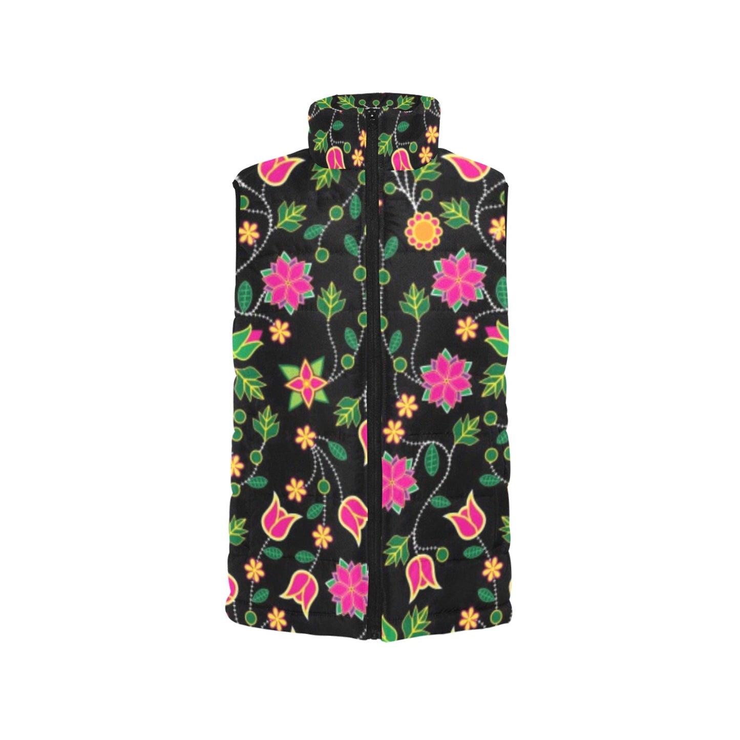 Floral Bearpaw Pink and Yellow Women's Padded Vest Jacket