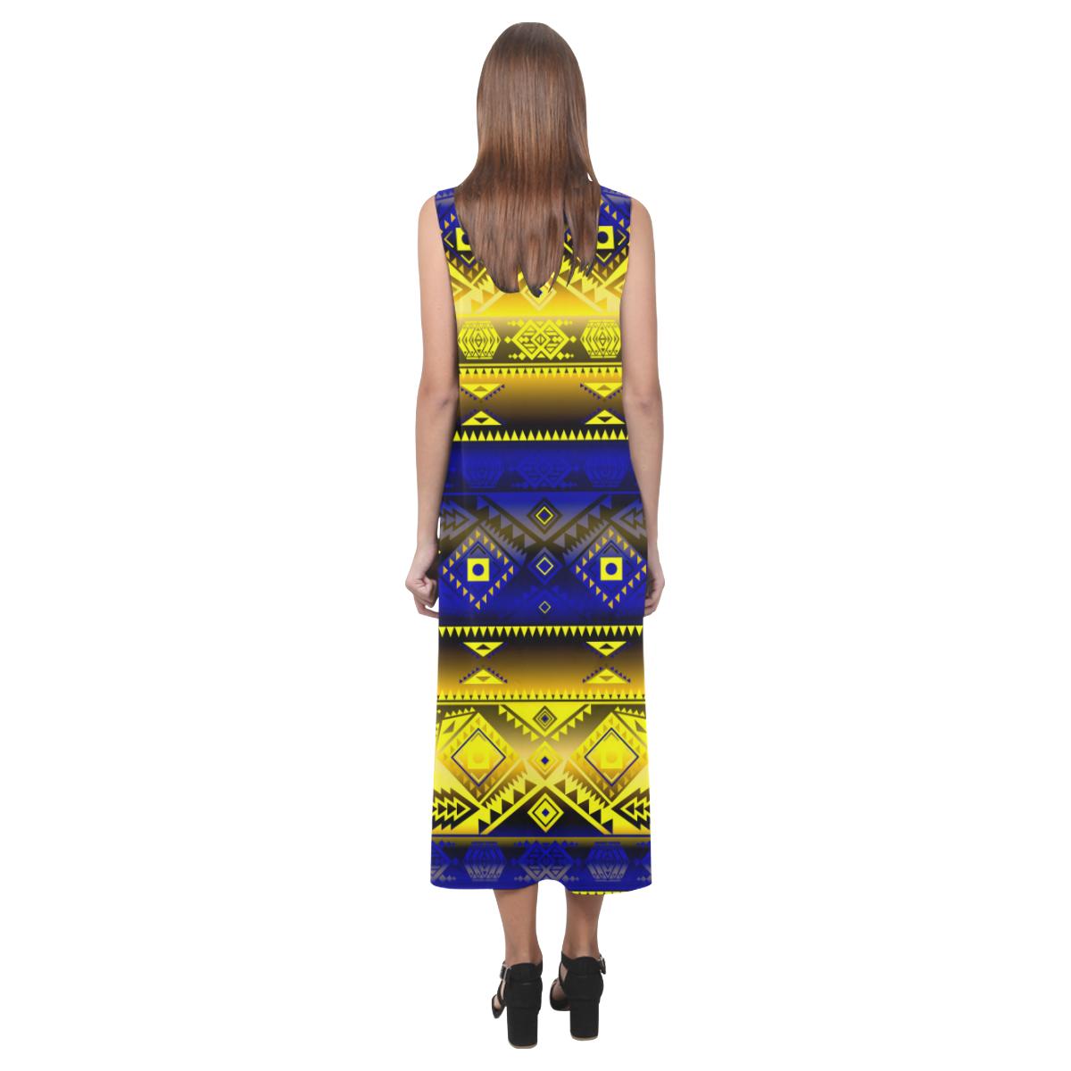 California Coast Afternoon Storm Phaedra Sleeveless Open Fork Long Dress (Model D08) Phaedra Sleeveless Open Fork Long Dress (D08) e-joyer 