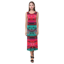 Load image into Gallery viewer, California Coast Summer Gather Phaedra Sleeveless Open Fork Long Dress (Model D08) Phaedra Sleeveless Open Fork Long Dress (D08) e-joyer 
