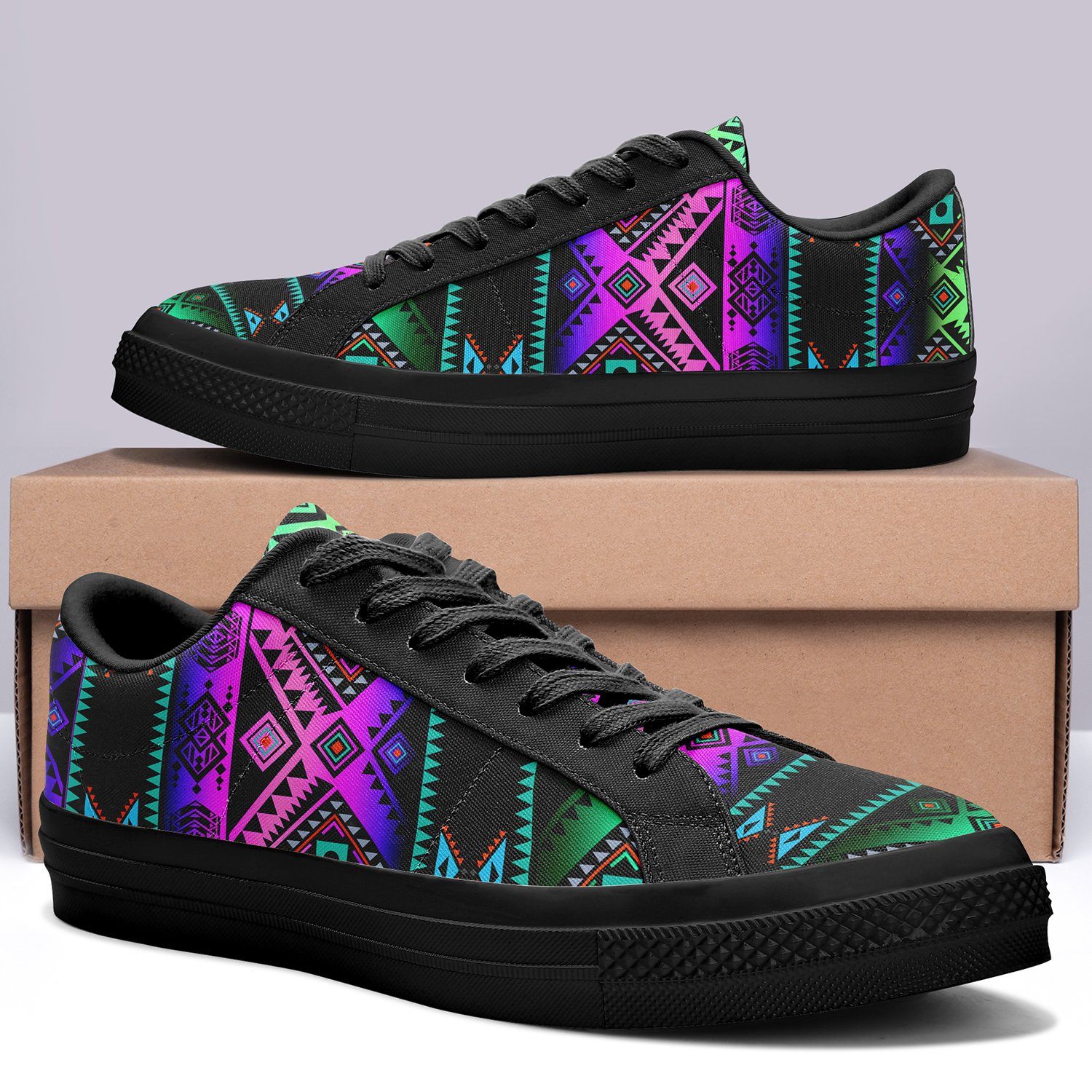 California Coast Sunrise Aapisi Low Top Canvas Shoes Black Sole 49 Dzine 