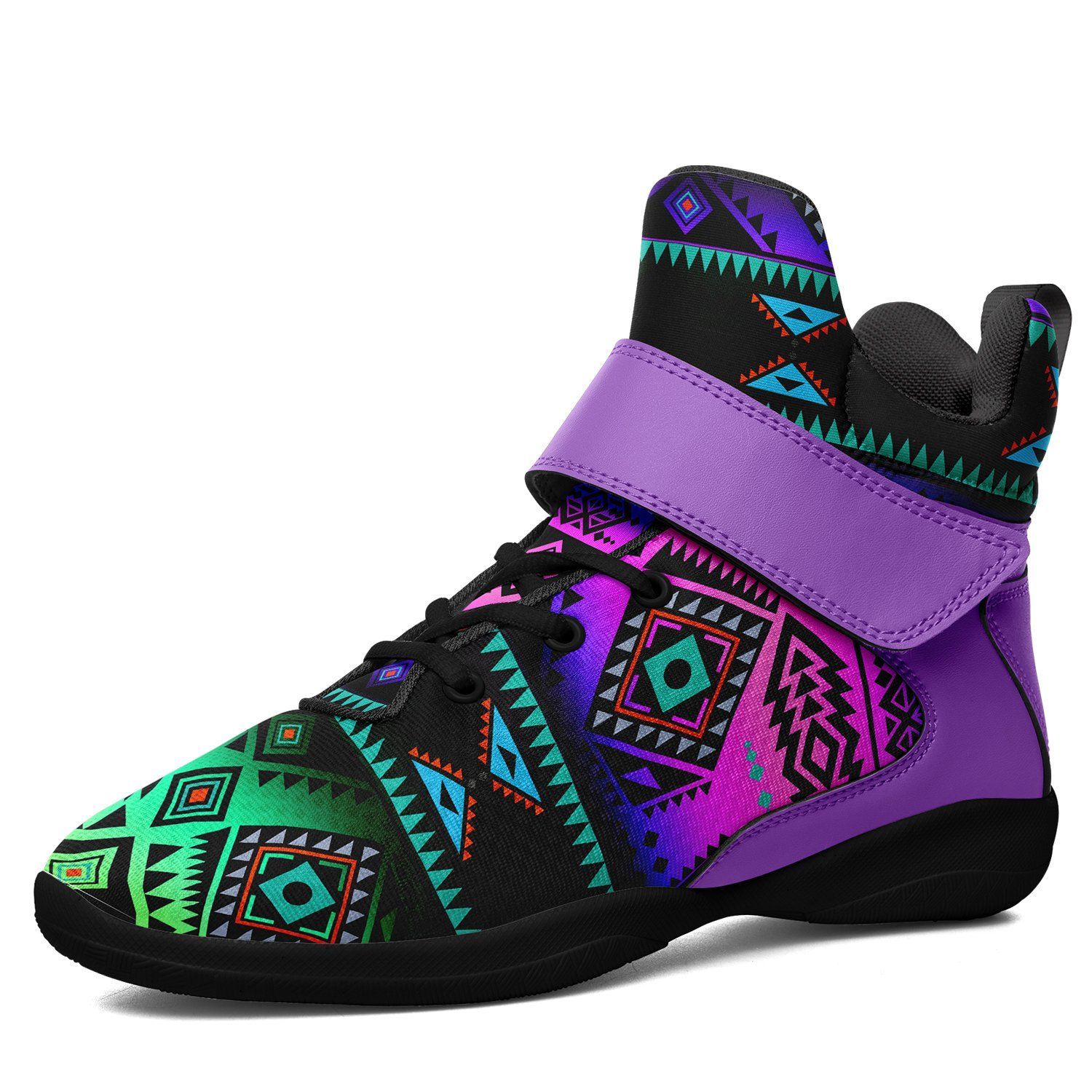 California Coast Sunrise Ipottaa Basketball / Sport High Top Shoes - Black Sole 49 Dzine US Men 7 / EUR 40 Black Sole with Lavender Strap 