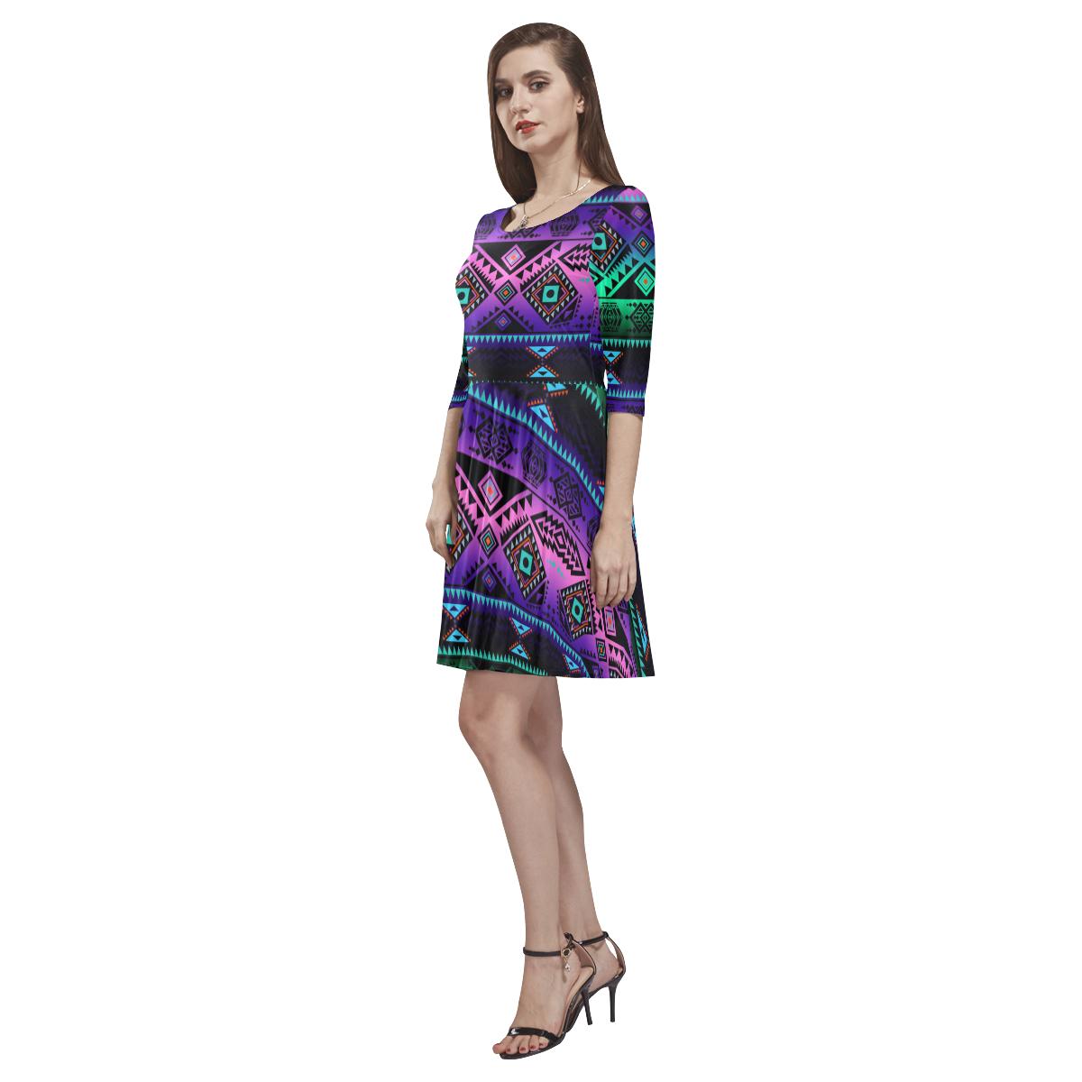 California Coast Sunrise Tethys Half-Sleeve Skater Dress(Model D20) Tethys Half-Sleeve Skater Dress (D20) e-joyer 