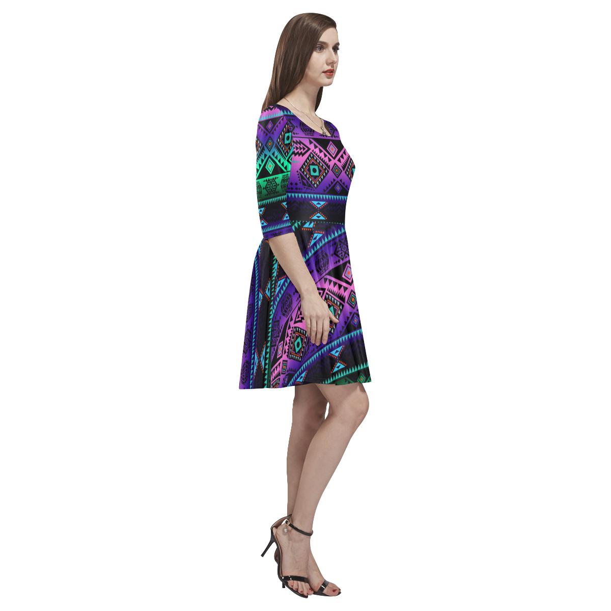 California Coast Sunrise Tethys Half-Sleeve Skater Dress(Model D20) Tethys Half-Sleeve Skater Dress (D20) e-joyer 