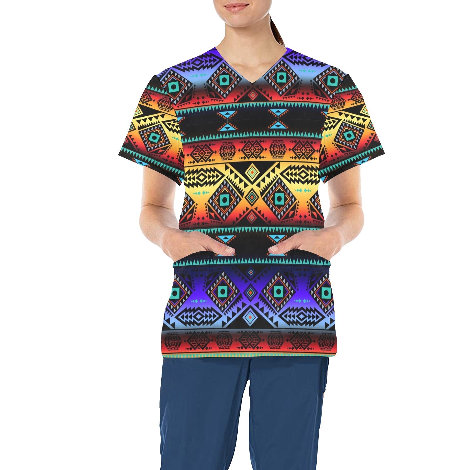California Coast Sunset All Over Print Scrub Top Scrub Top e-joyer 