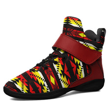 Load image into Gallery viewer, Canyon War Party Ipottaa Basketball / Sport High Top Shoes 49 Dzine US Women 4.5 / US Youth 3.5 / EUR 35 Black Sole with Dark Red Strap 
