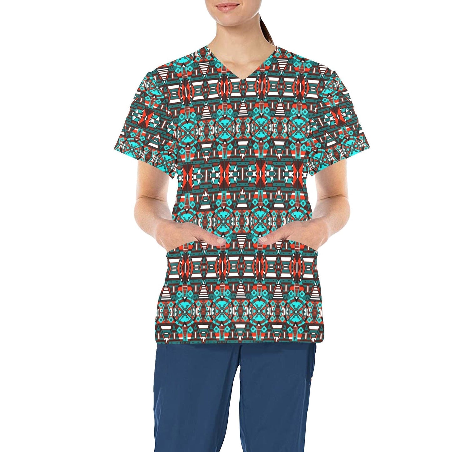 Captive Winter All Over Print Scrub Top Scrub Top e-joyer 