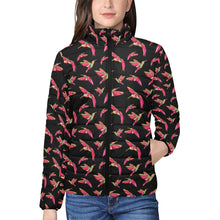 Load image into Gallery viewer, Red Swift Colourful Black Women&#39;s Stand Collar Padded Jacket
