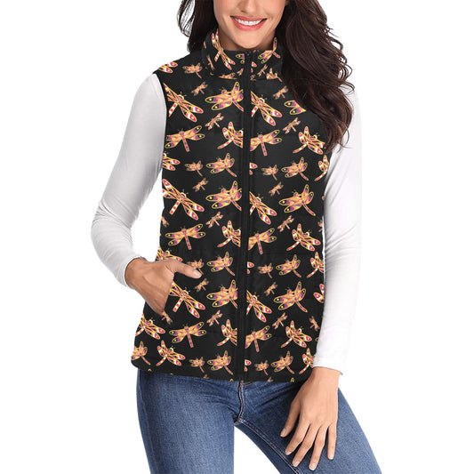 Gathering Yellow Black Women's Padded Vest Jacket