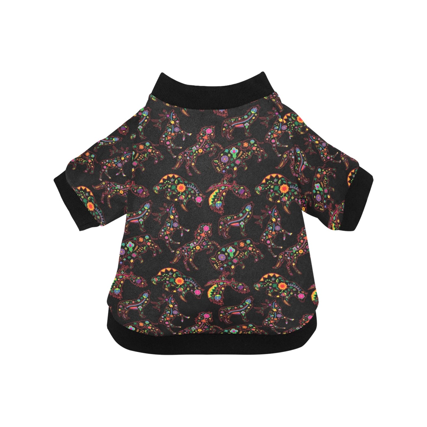 Neon Floral Animals Pet Dog Round Neck Shirt