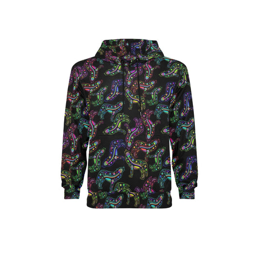 Neon Floral Wolves Fleece Hoodie