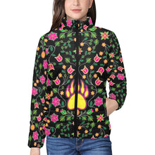 Load image into Gallery viewer, Floral Bearpaw Pink and Yellow Women&#39;s Stand Collar Padded Jacket
