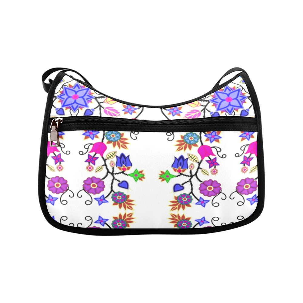 Floral Beadwork Seven Clans White Crossbody Bags