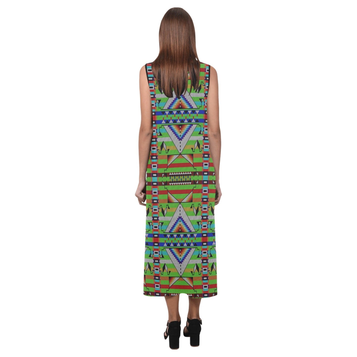 Medicine Blessing Lime Green Phaedra Sleeveless Open Fork Long Dress