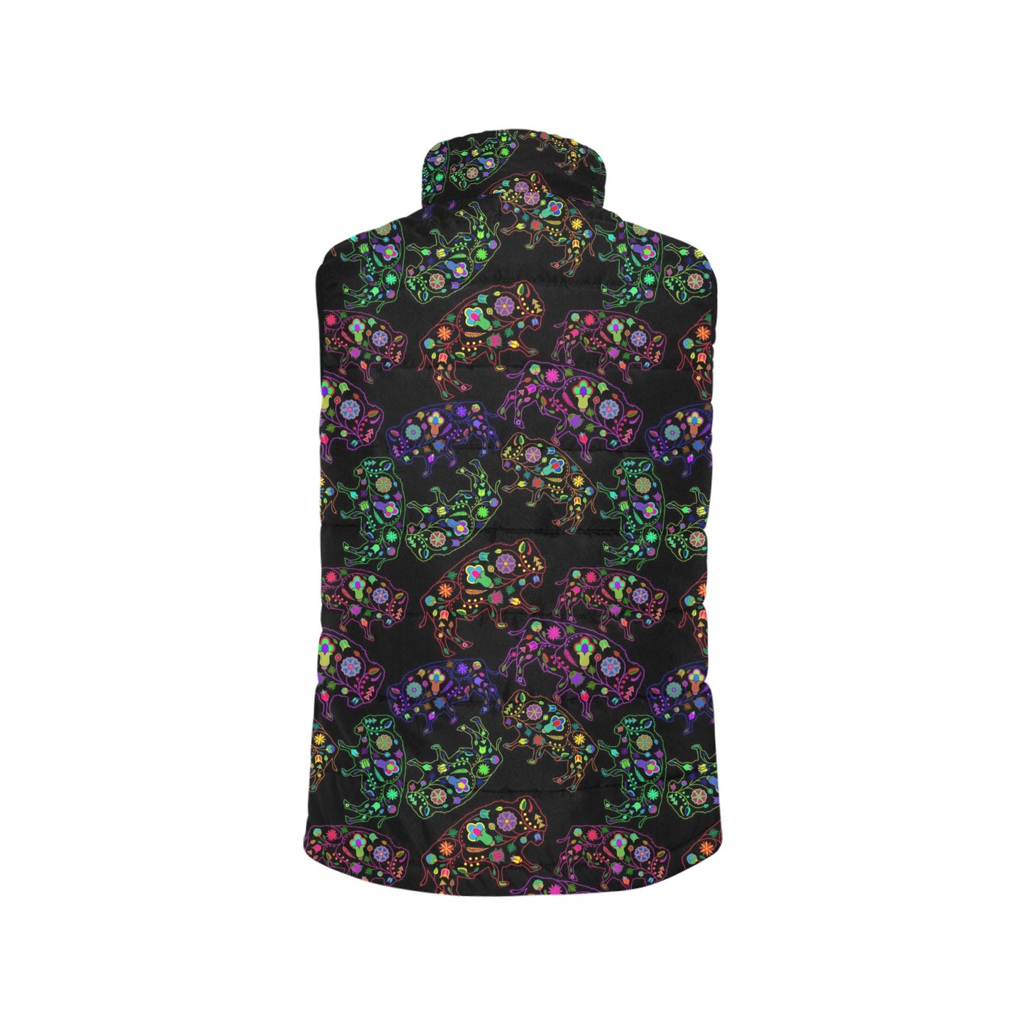 Neon Floral Buffalos Men's Padded Vest Jacket