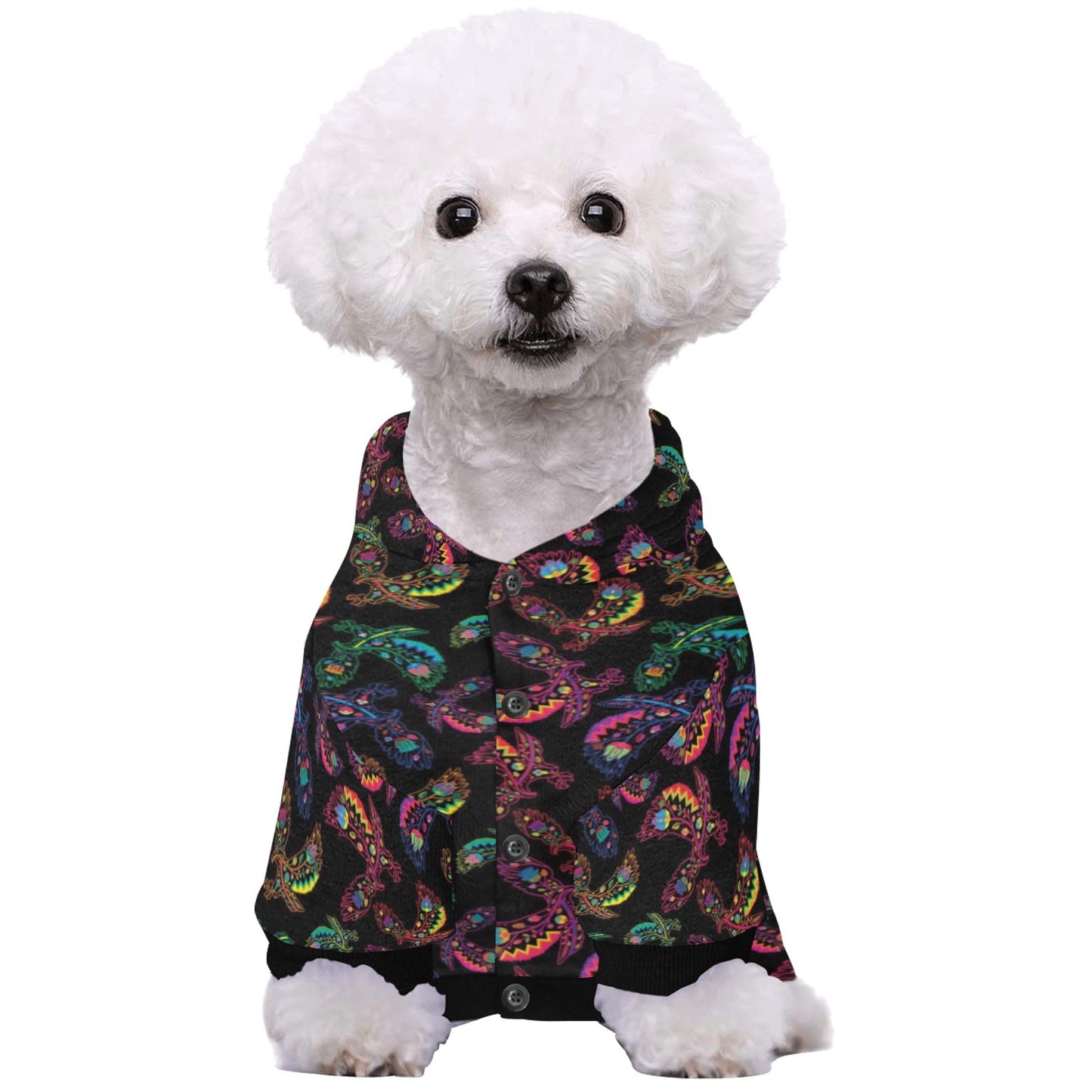 Neon Floral Eagles Pet Dog Hoodie