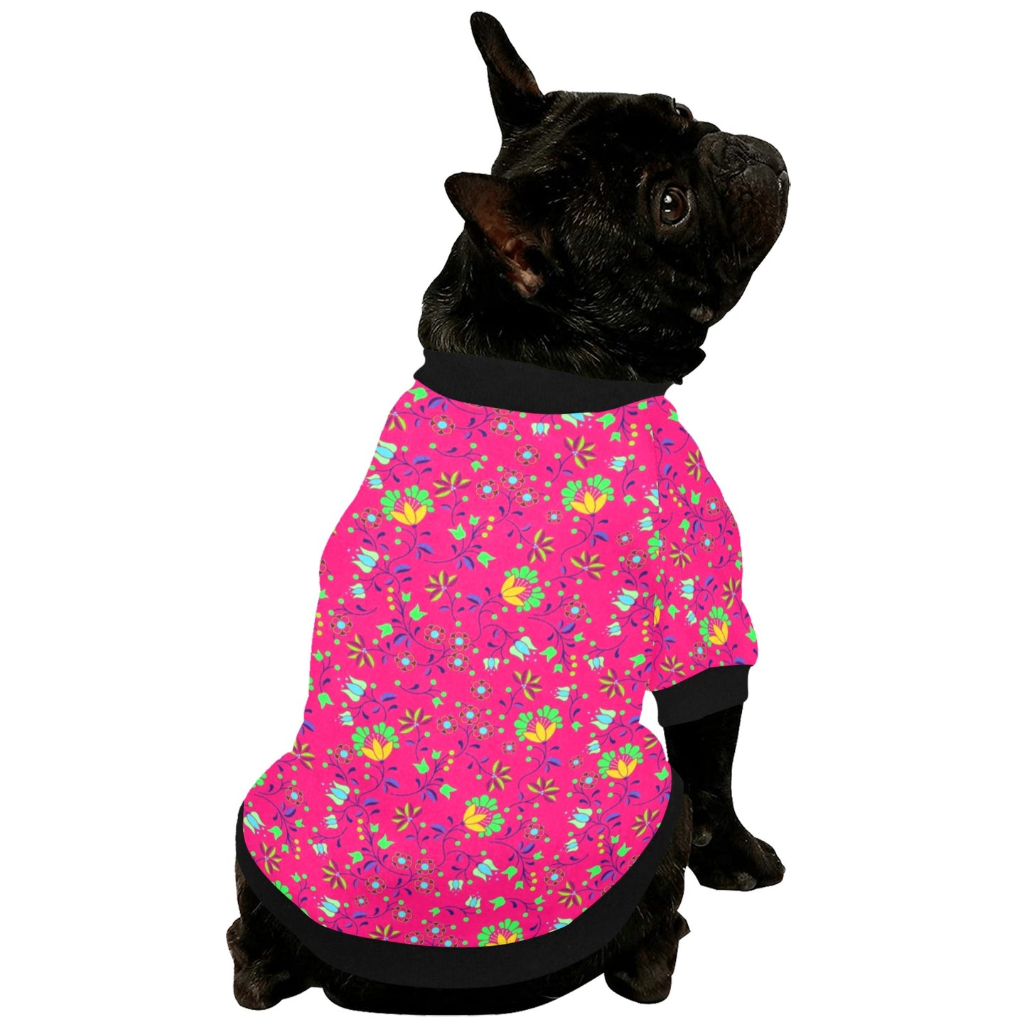 Fleur Indigine Rouge Pet Dog Round Neck Shirt