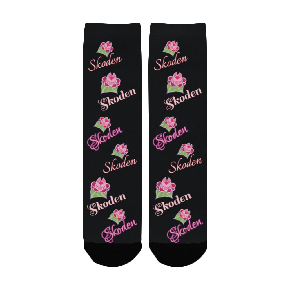 Ladies Skoden Floral Black Women's Custom Socks