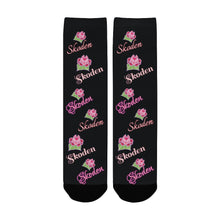 Load image into Gallery viewer, Ladies Skoden Floral Black Women&#39;s Custom Socks
