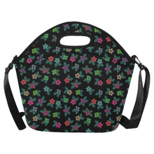 Load image into Gallery viewer, Berry Flowers Black Neoprene Lunch Bag
