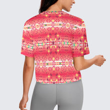 Load image into Gallery viewer, Red Pink Star Crop Top
