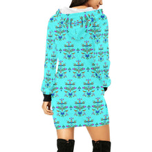 Load image into Gallery viewer, Dakota Damask Turquoise Hoodie Dress
