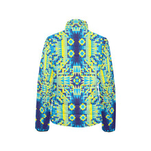 Load image into Gallery viewer, Kaleidoscope Jaune Bleu Women&#39;s Stand Collar Padded Jacket
