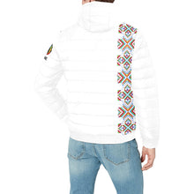 Load image into Gallery viewer, White Blanket Strip on White Men&#39;s Padded Hooded Jacket
