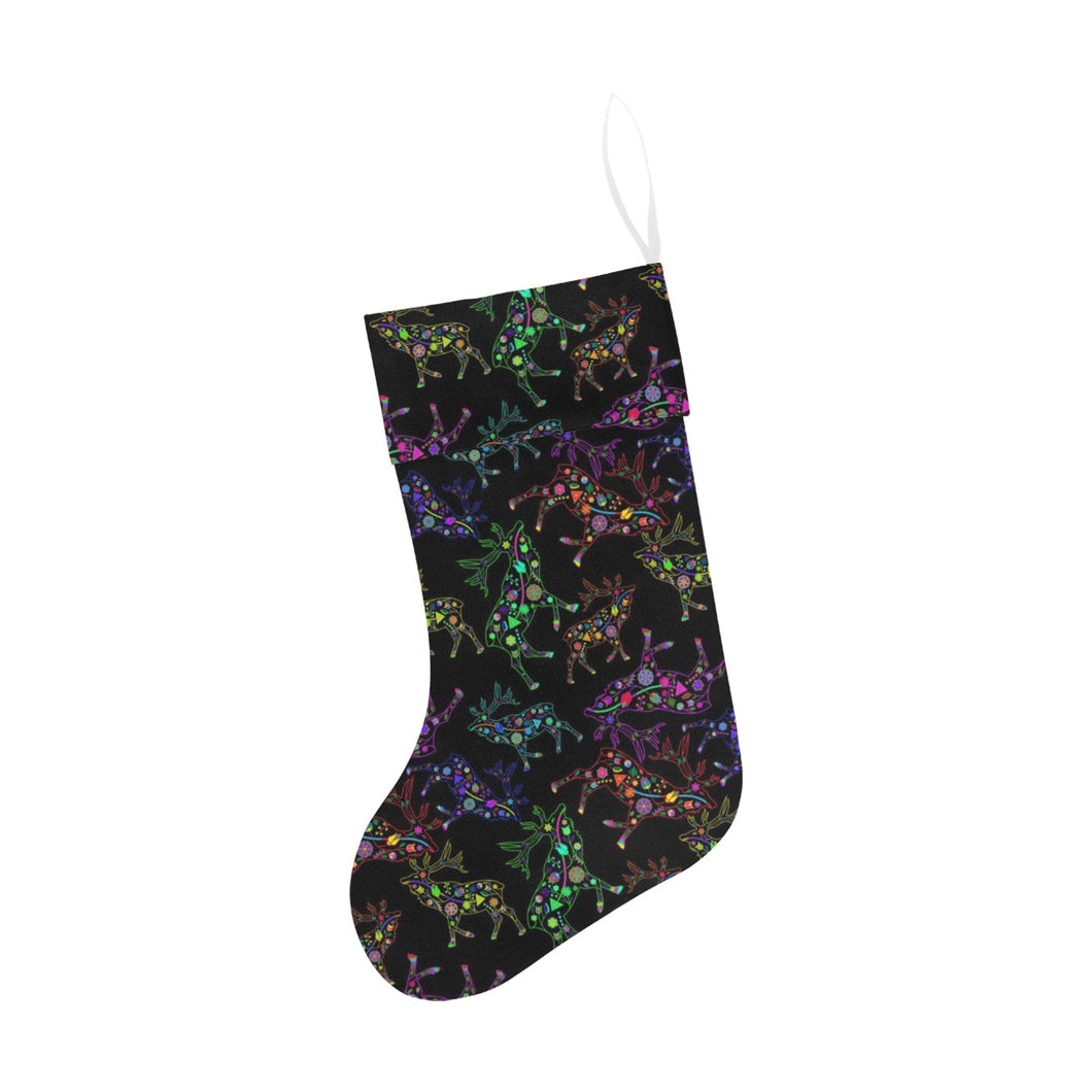 Floral Elk Christmas Stocking