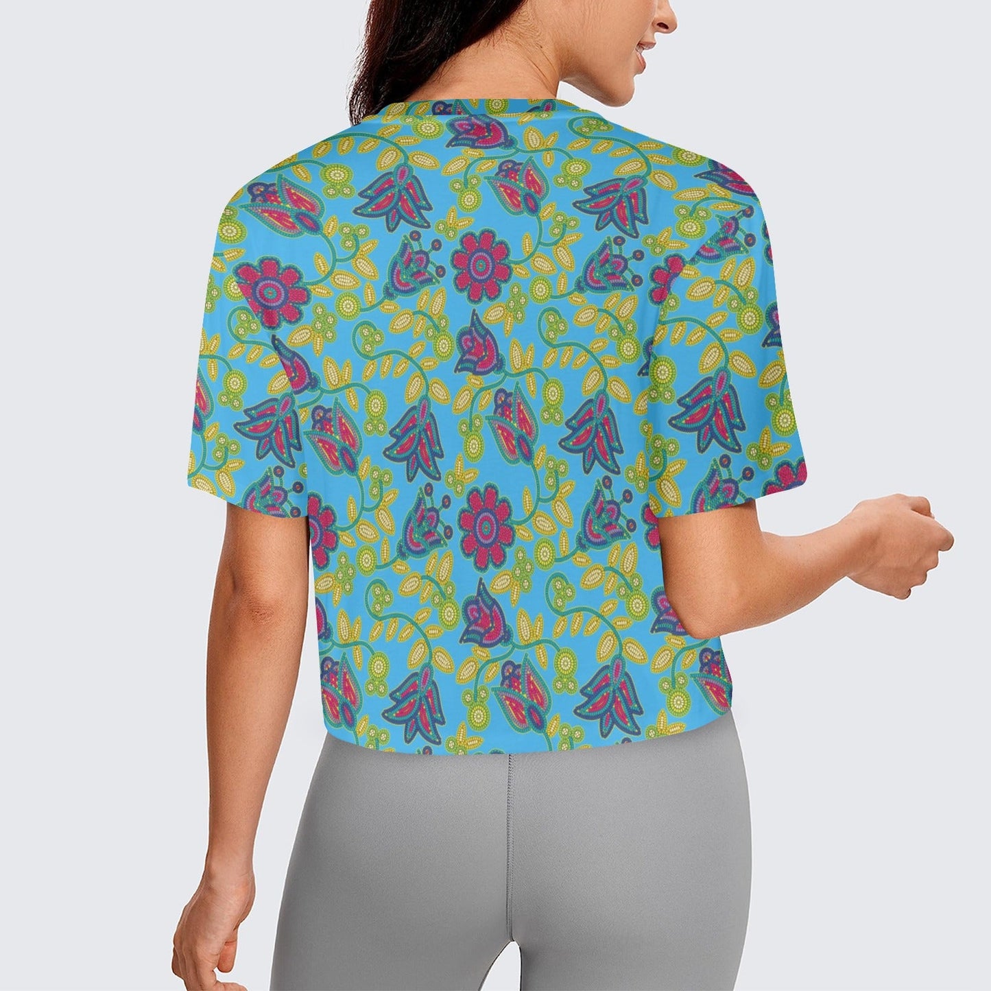Beaded Nouveau Lime Crop Top