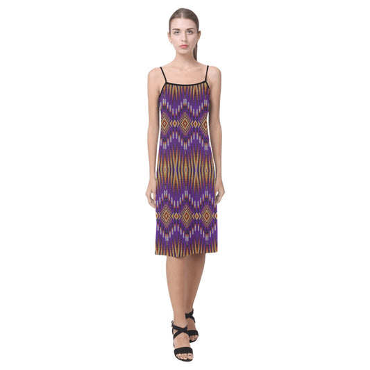 Fire Feather Purple Alcestis Slip Dress