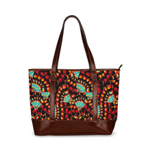 Load image into Gallery viewer, Hawk Feathers Fire and Turquoise Tote Handbag
