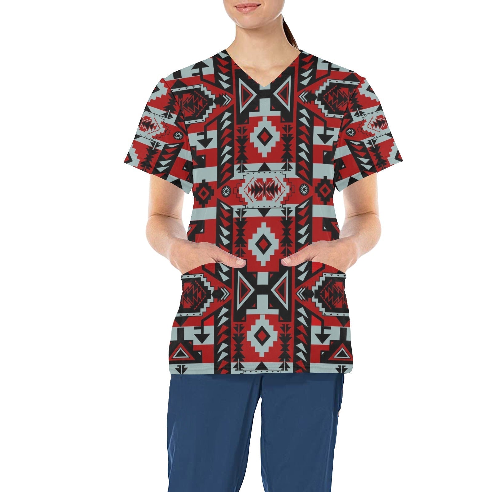 Chiefs Mountain Candy Sierra Dark All Over Print Scrub Top Scrub Top e-joyer 