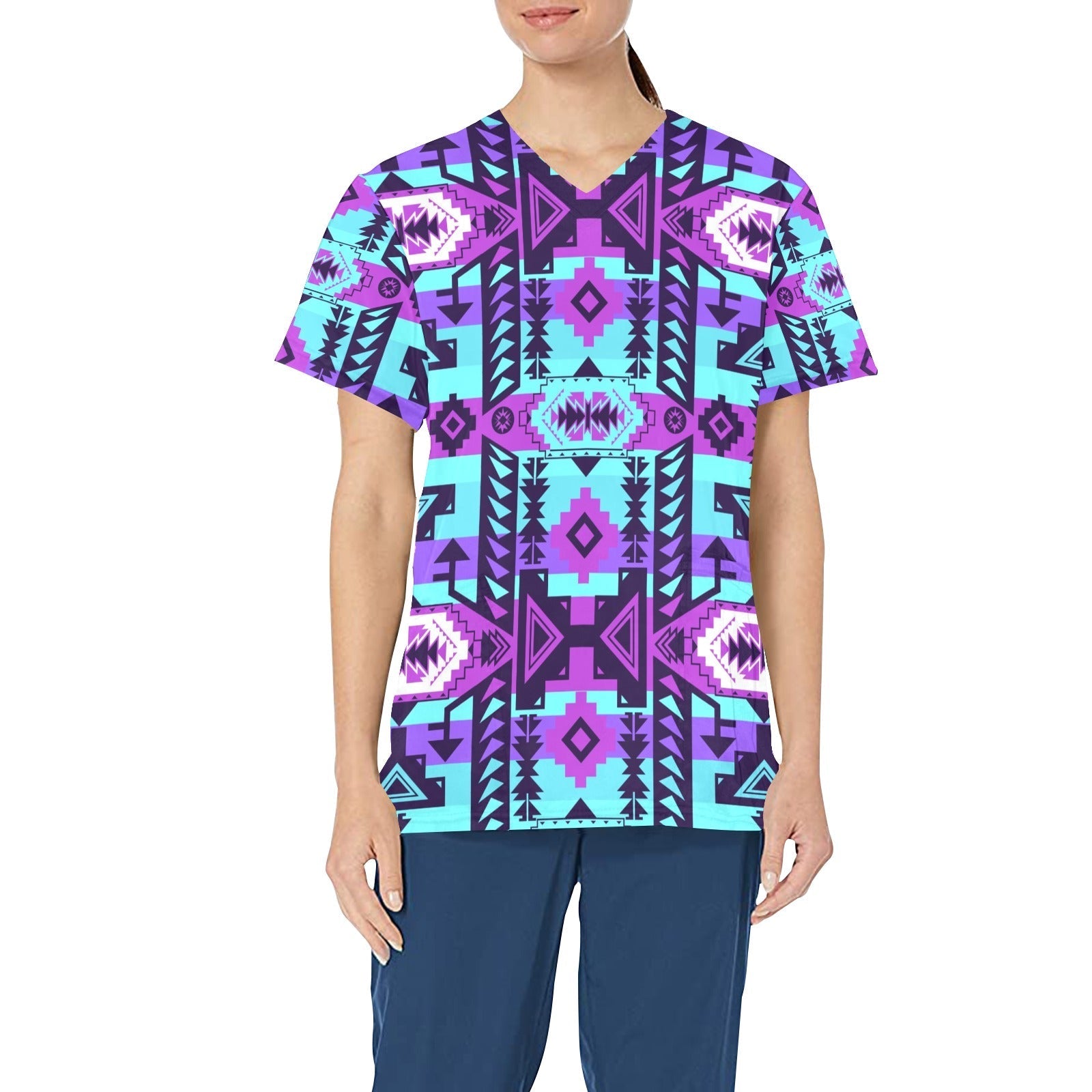 Chiefs Mountain Moon Shadow All Over Print Scrub Top Scrub Top e-joyer 