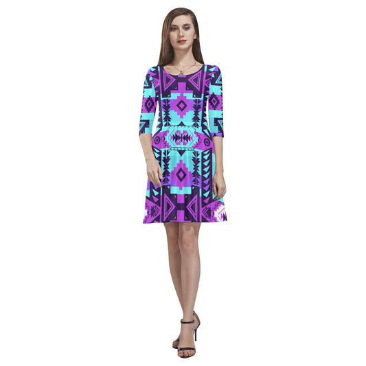 Chiefs Mountain Moon Shadow Tethys Half-Sleeve Skater Dress(Model D20) Tethys Half-Sleeve Skater Dress (D20) e-joyer 