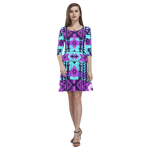 Chiefs Mountain Moon Shadow Tethys Half-Sleeve Skater Dress(Model D20) Tethys Half-Sleeve Skater Dress (D20) e-joyer 