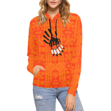 Load image into Gallery viewer, Chiefs Mountain Orange A feather for each All Over Print Hoodie for Women (USA Size) (Model H13) All Over Print Hoodie for Women (H13) e-joyer 
