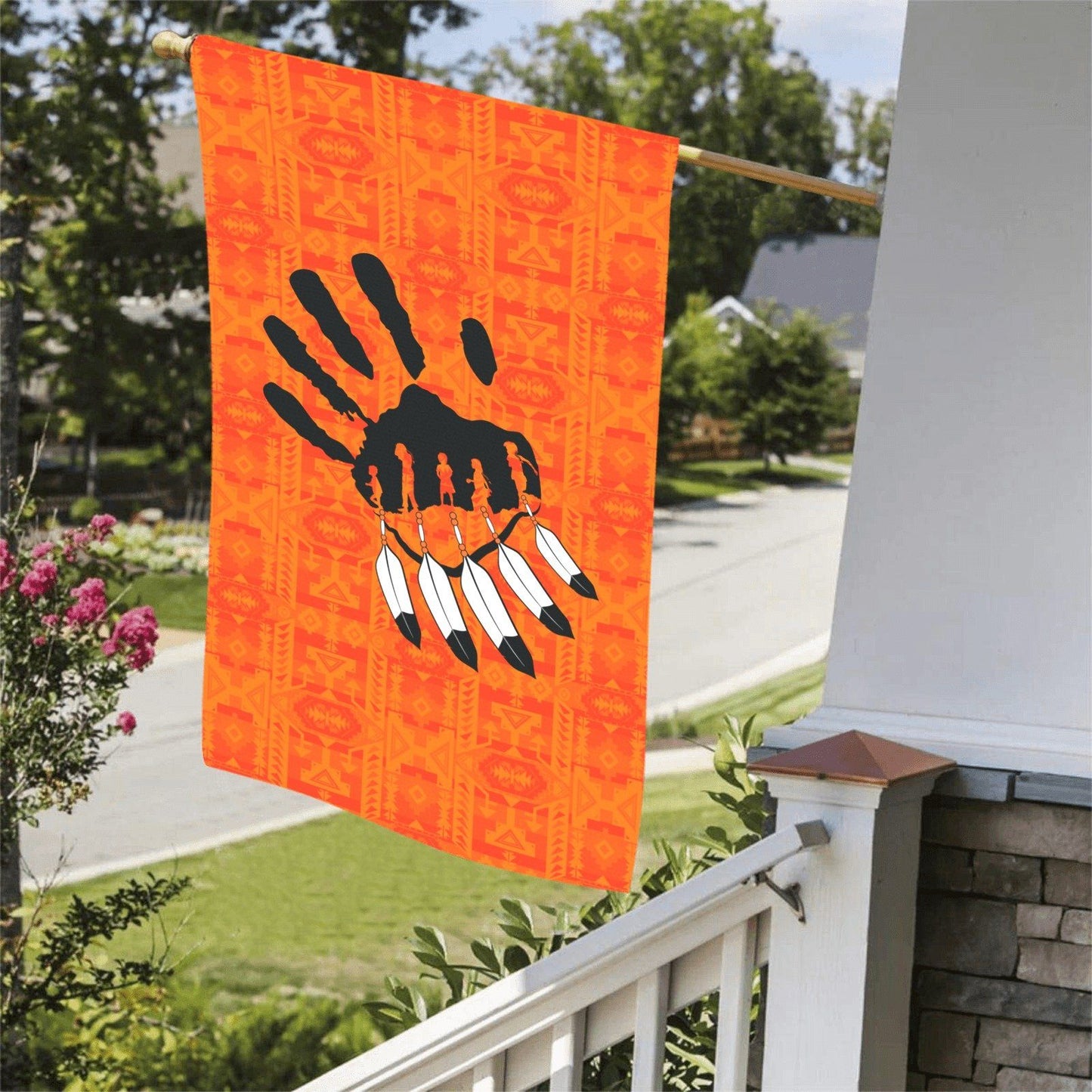 Chiefs Mountain Orange - A feather for Each Garden Flag 36''x60'' (Two Sides Printing) Garden Flag 36‘’x60‘’ (Two Sides) e-joyer 
