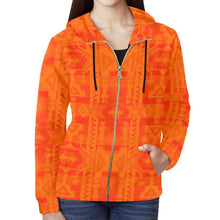 Load image into Gallery viewer, Chiefs Mountain Orange All Over Print Full Zip Hoodie for Women (Model H14) All Over Print Full Zip Hoodie for Women (H14) e-joyer 
