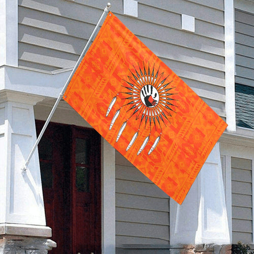 Chiefs Mountain Orange Feather Directions Garden Flag 70