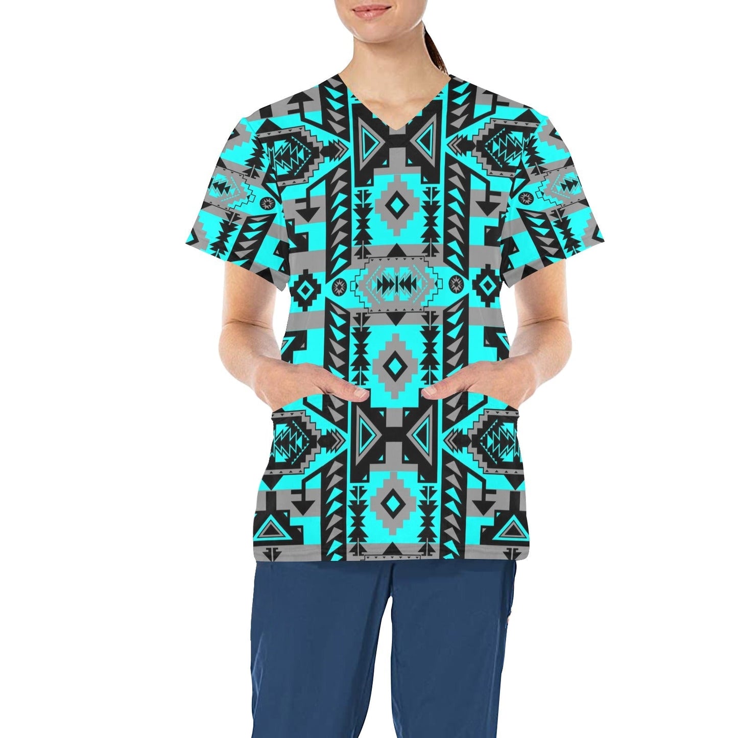 Chiefs Mountain Sky All Over Print Scrub Top Scrub Top e-joyer 