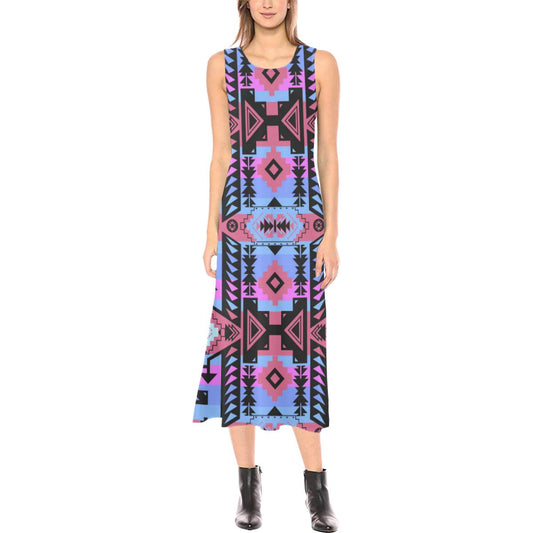 Chiefs Mountain Sunset Phaedra Sleeveless Open Fork Long Dress (Model D08) Phaedra Sleeveless Open Fork Long Dress (D08) e-joyer 