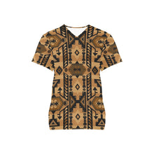 Load image into Gallery viewer, Chiefs Mountain Tan All Over Print Scrub Top Scrub Top e-joyer 
