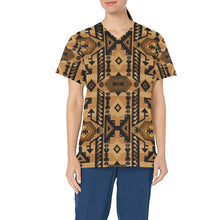 Load image into Gallery viewer, Chiefs Mountain Tan All Over Print Scrub Top Scrub Top e-joyer 
