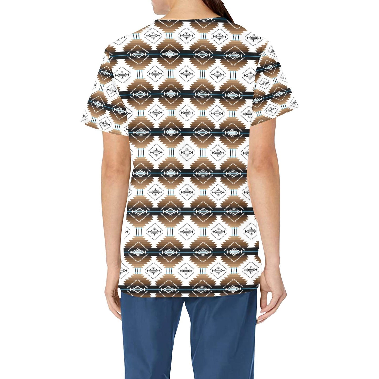 Cofitichequi White All Over Print Scrub Top Scrub Top e-joyer 
