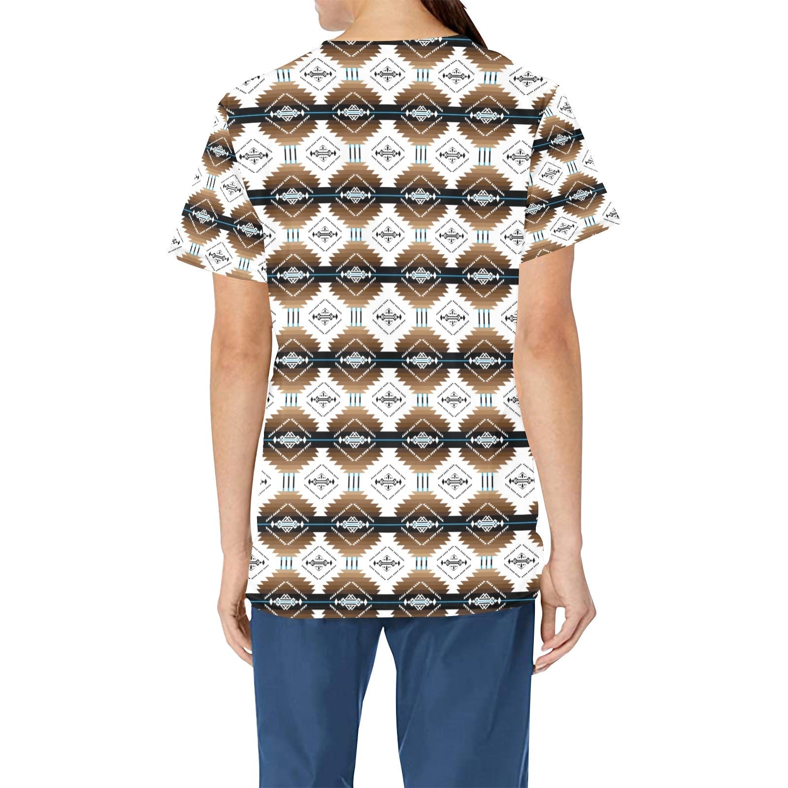 Cofitichequi White All Over Print Scrub Top Scrub Top e-joyer 