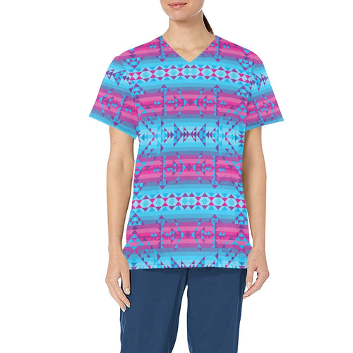 Cool Frost All Over Print Scrub Top Scrub Top e-joyer 