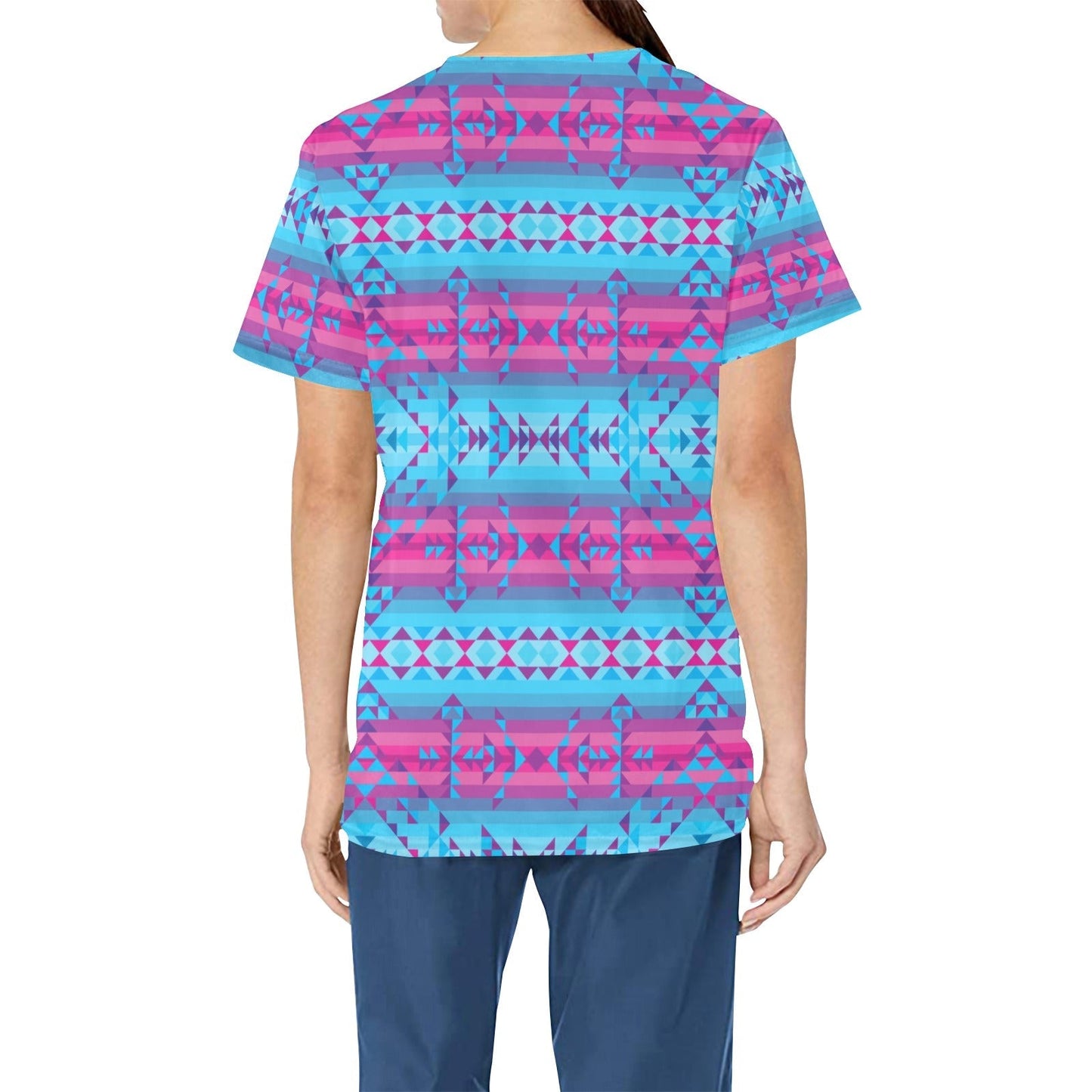 Cool Frost All Over Print Scrub Top Scrub Top e-joyer 