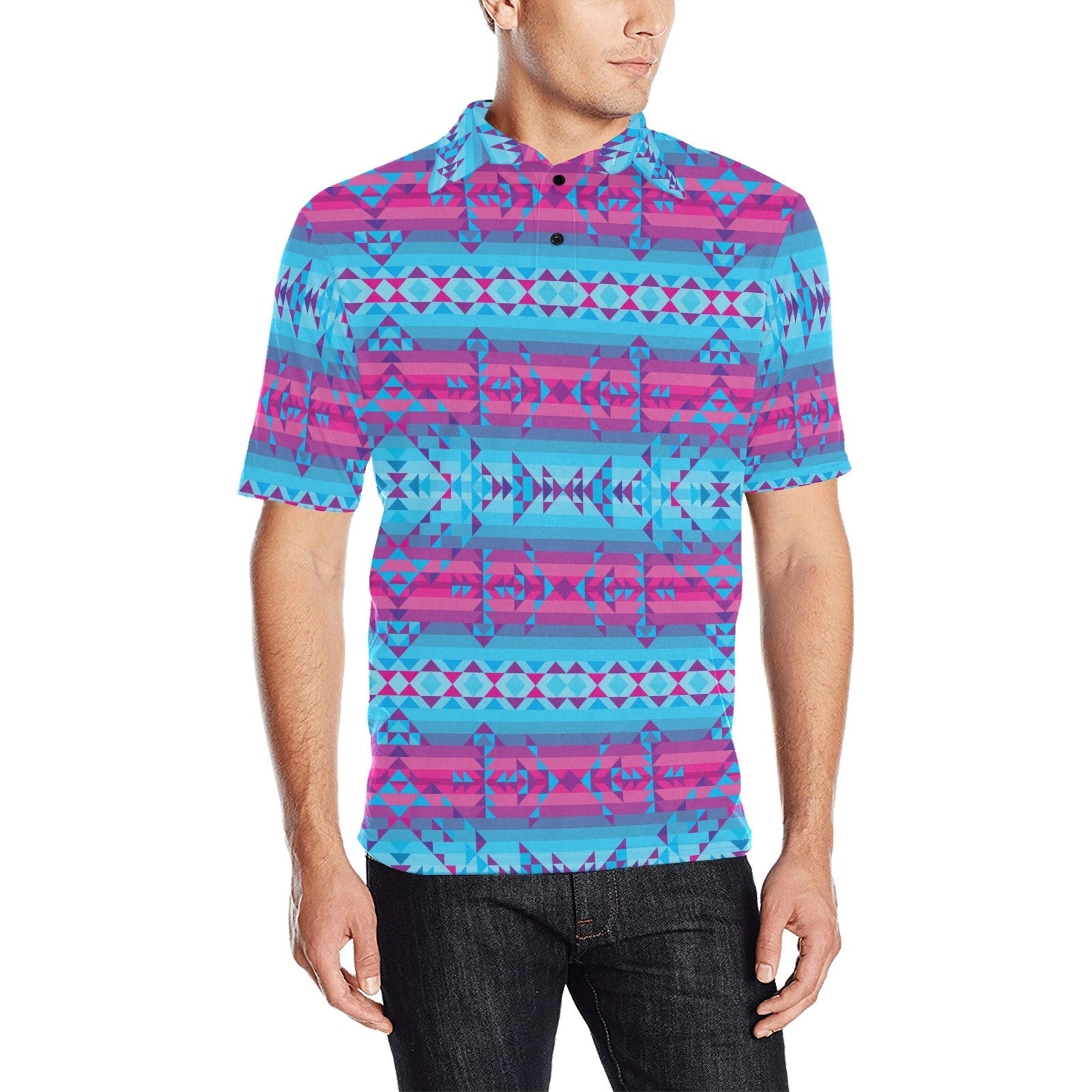 Cool Frost Men's All Over Print Polo Shirt (Model T55) Men's Polo Shirt (Model T55) e-joyer 