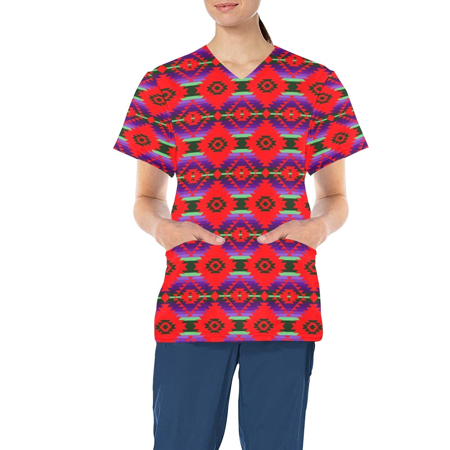 Cree Confederacy Chicken Dance All Over Print Scrub Top Scrub Top e-joyer 