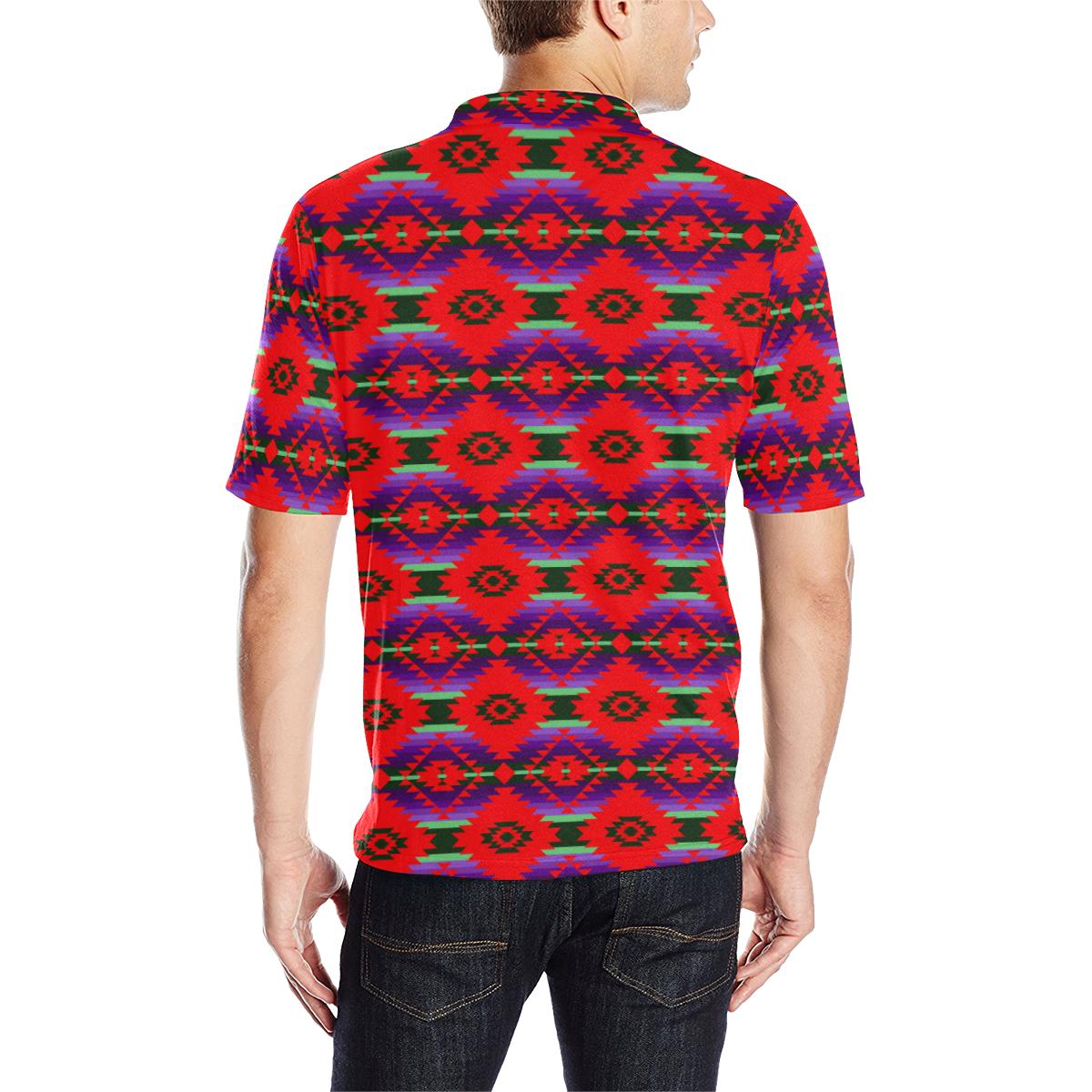 Cree Confederacy Chicken Dance Men's All Over Print Polo Shirt (Model T55) Men's Polo Shirt (Model T55) e-joyer 